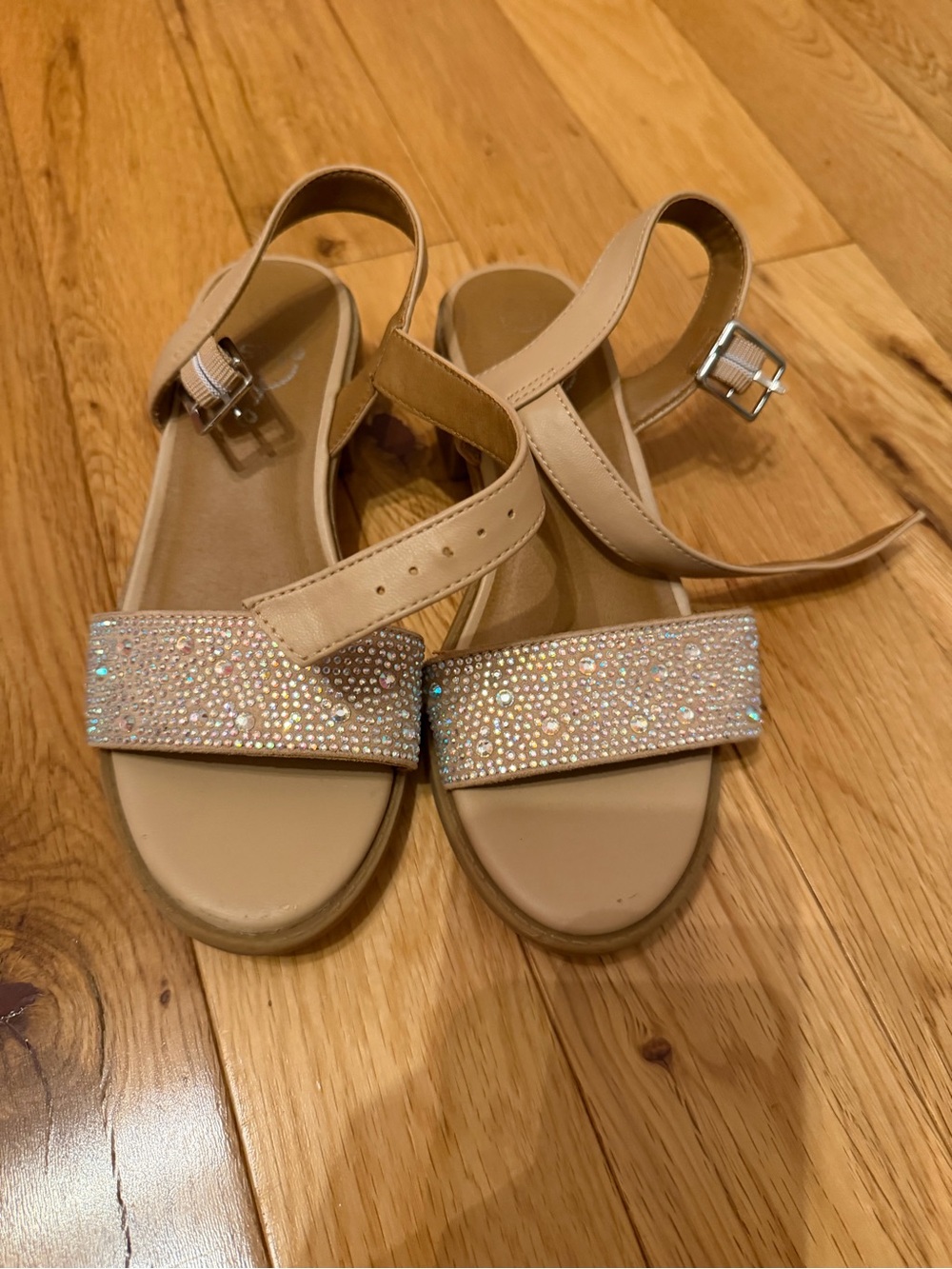 art class Beige Rhinestone Strap Girl's Sandals